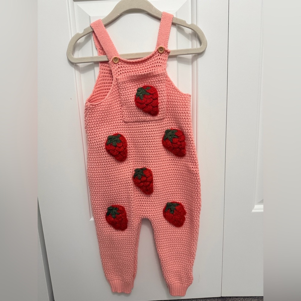 SHEIN Pink Strawberry Knit Bodysuit